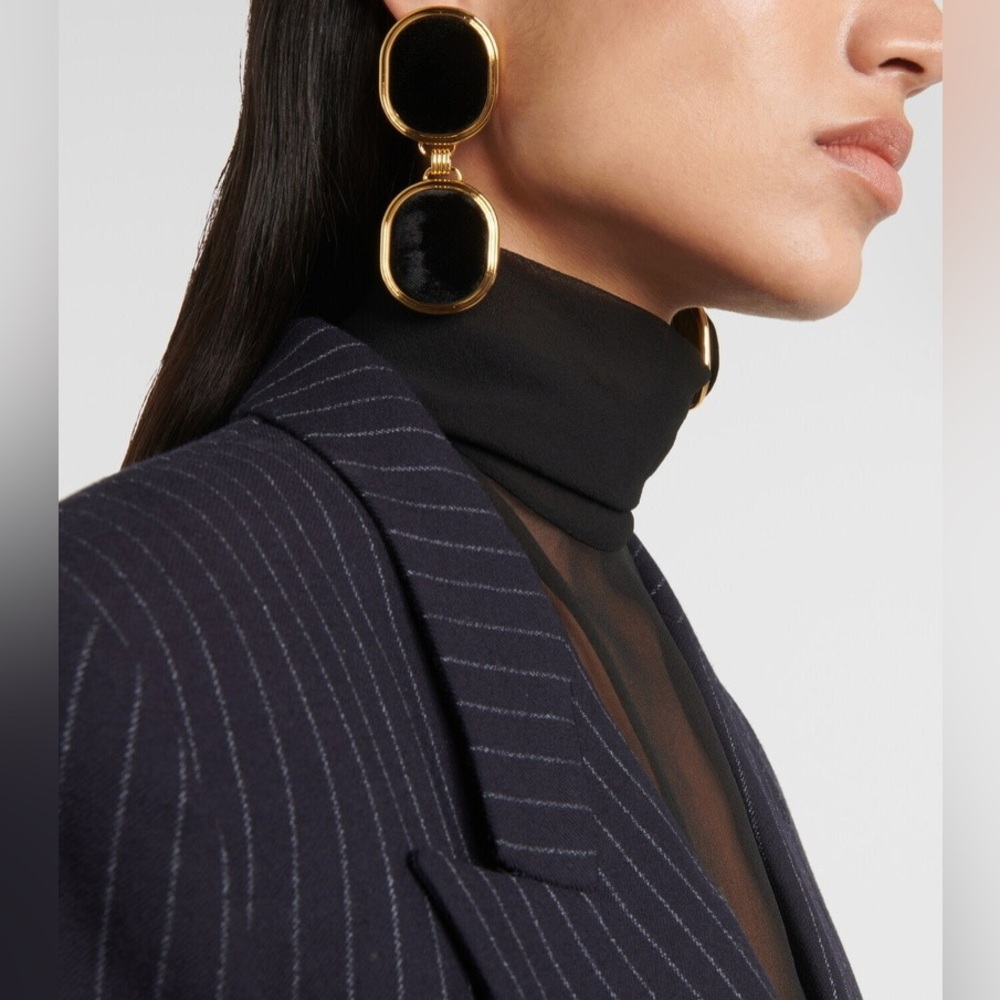 Saint Laurent Twin Square Velvet Drop Earrings